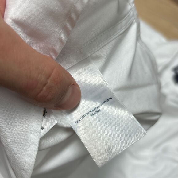 Lands' End Shirt Mens Medium White Cotton Button Down Pocket Logo - Picture 6 of 9